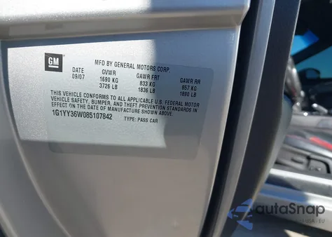 2008 Chevrolet Corvette from USA, damaged, VIN 1G1YY36W085107842